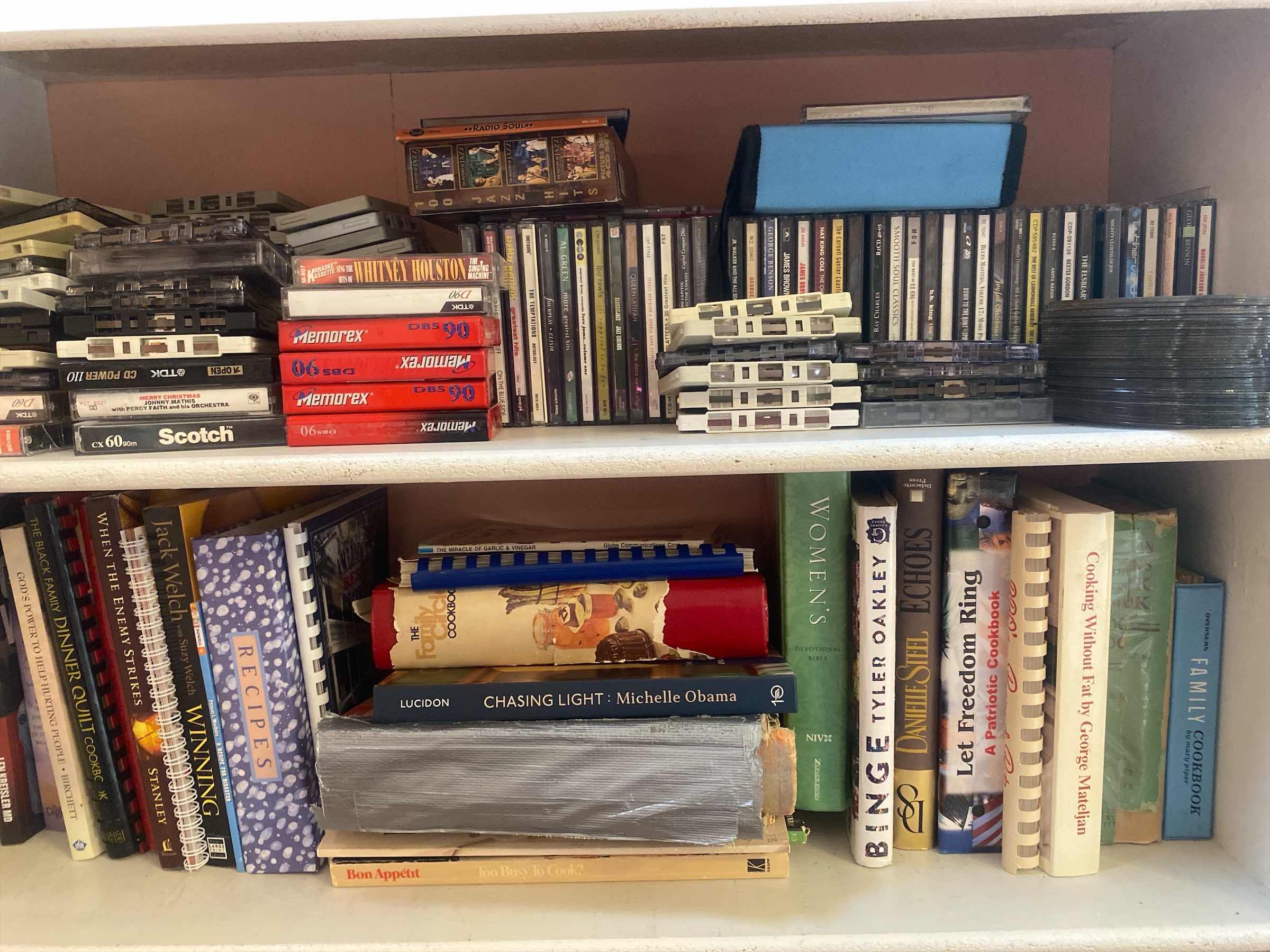 Photo 1 of 2 SHELFS OF CASSETTES & CD’s & BOOKS