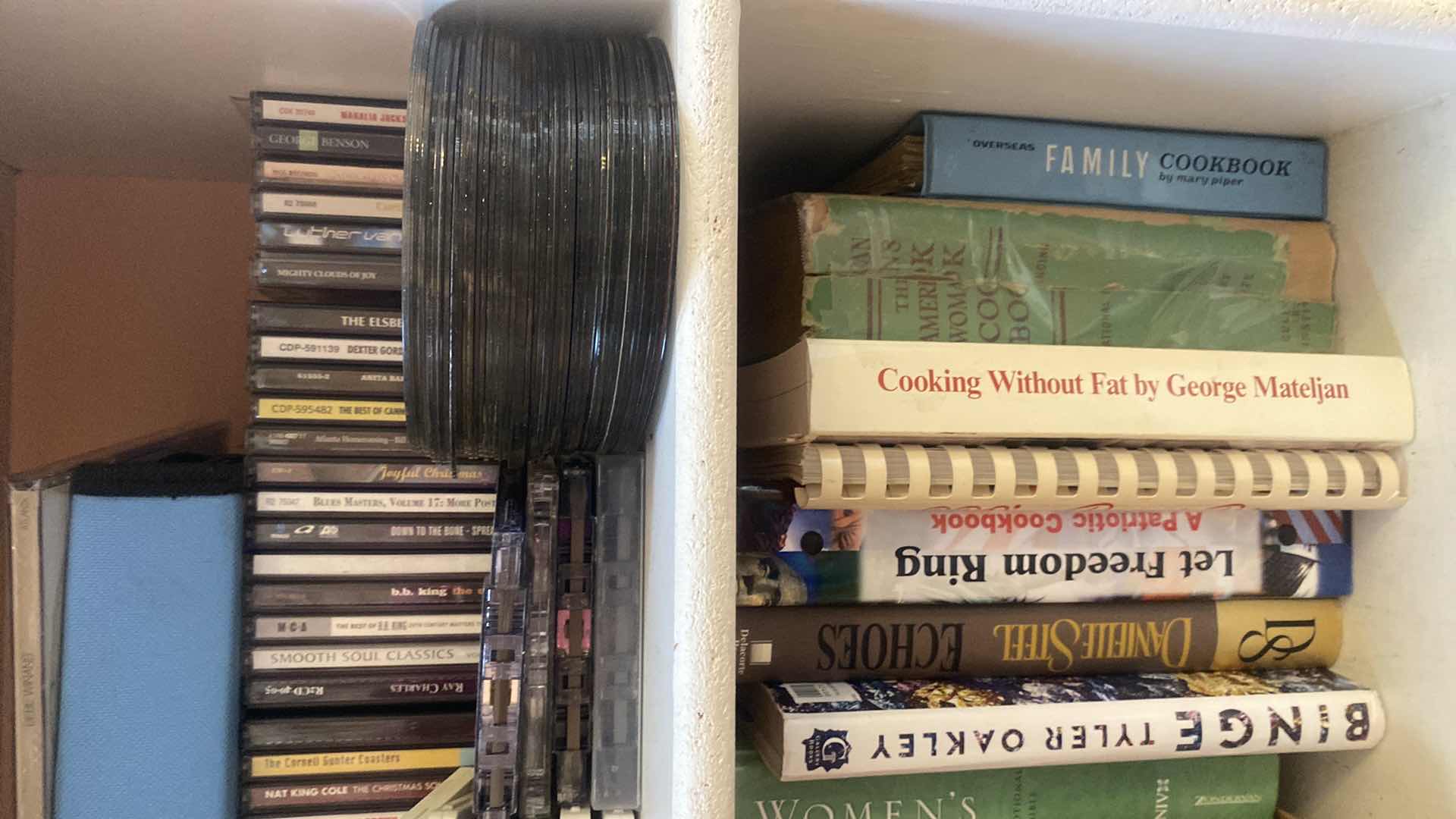 Photo 1 of 2 SHELFS OF CASSETTES & CD’s & BOOKS