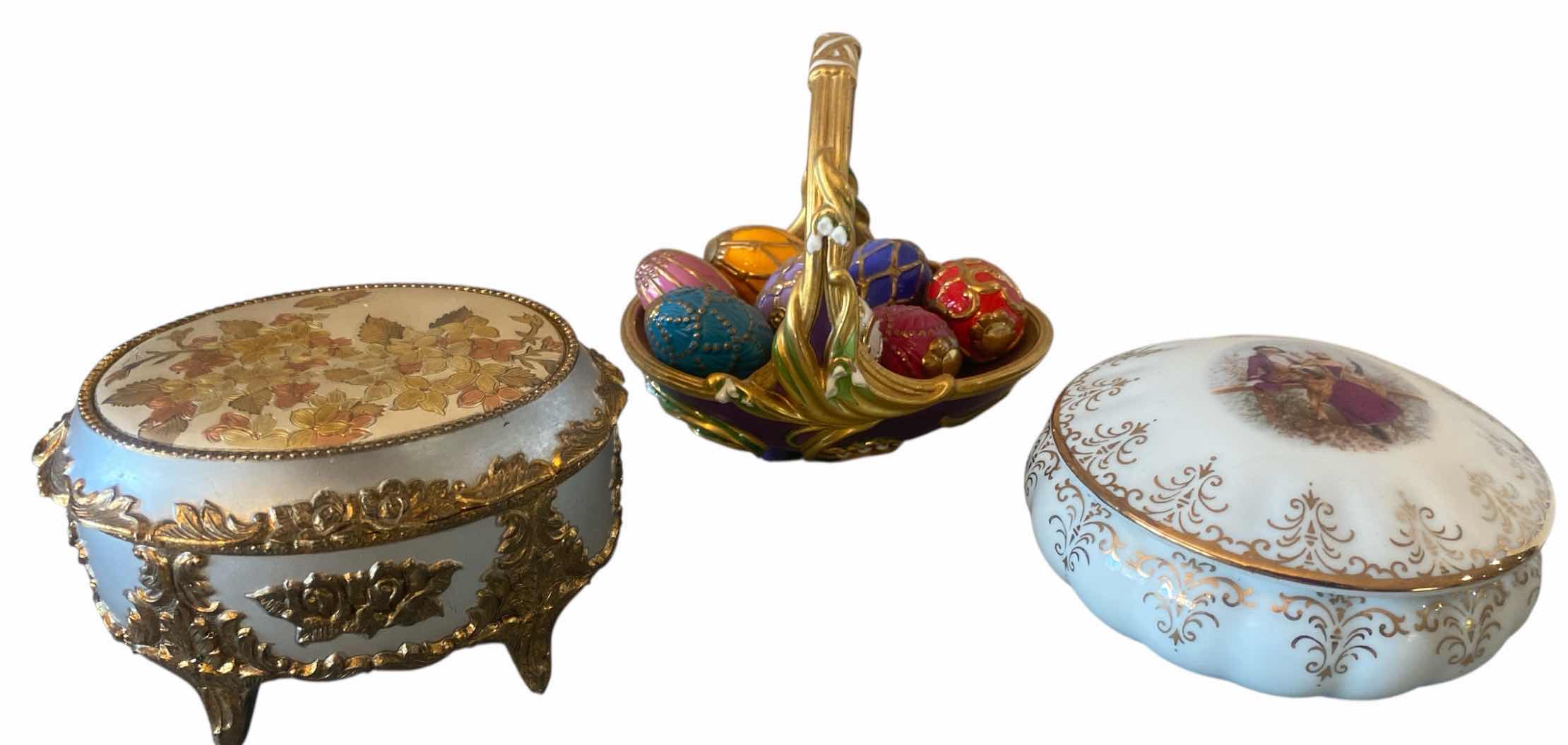 Photo 1 of 3 TRINKET BOXES AND 1 BASKET WITH EGGS