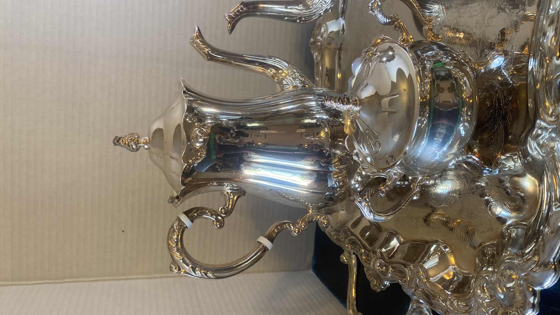 Photo 1 of SILVER-PLATE TRAY NO MARK & LEONARD SILVER PLATE TEA & COFFEE SET 4 PIECES