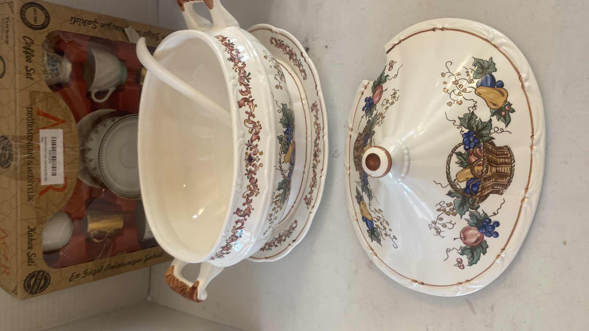 Photo 1 of SOUP TUREEN WITH SPOKN FROM JAPAN & MISC CUPS TEA PLATES