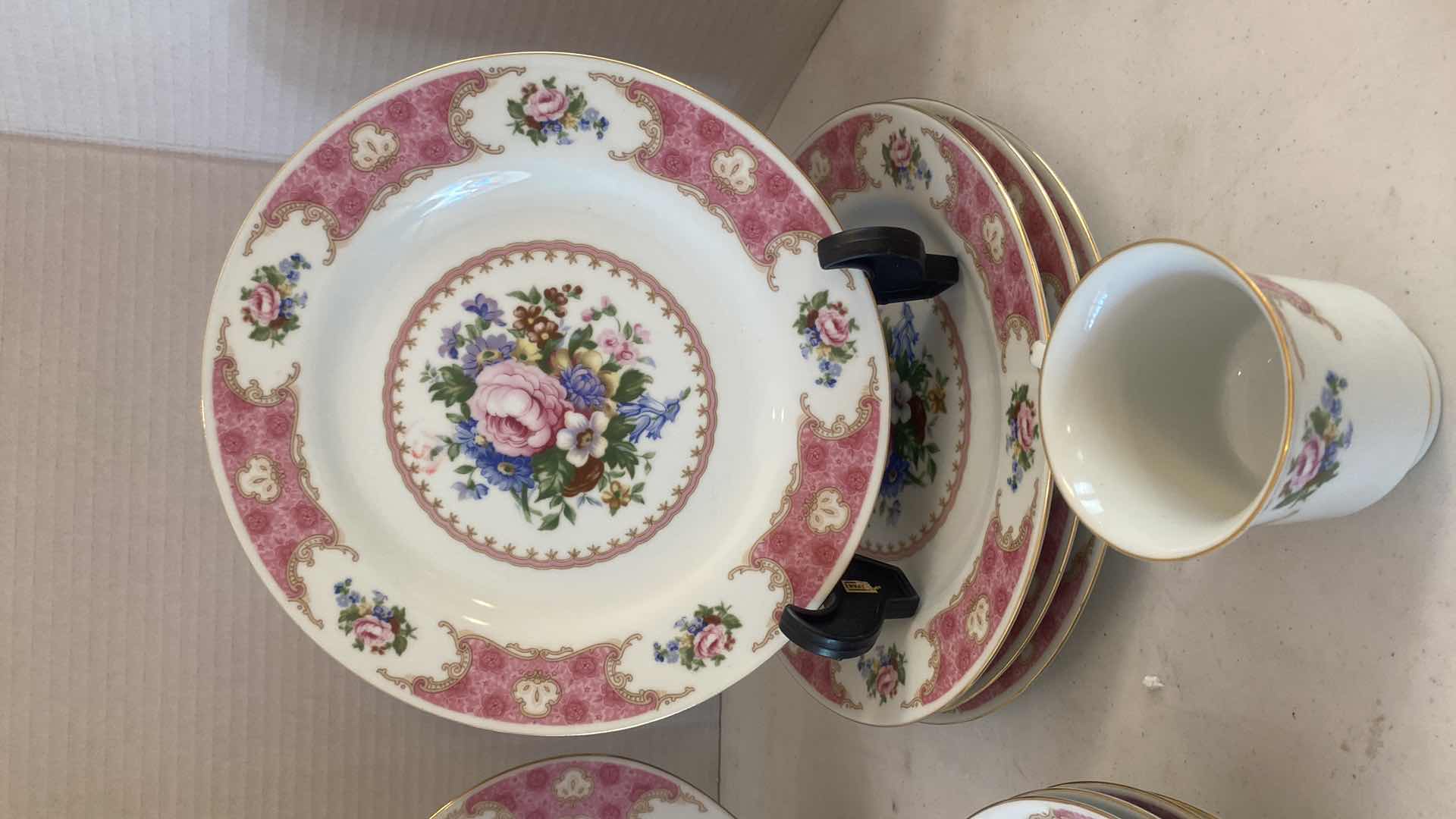 Photo 1 of 11 PIECES REMINGTON CHINA - 4 DINNER PLATES 10” 4 SOUP BOWLS PLATTER & 2 CUPS