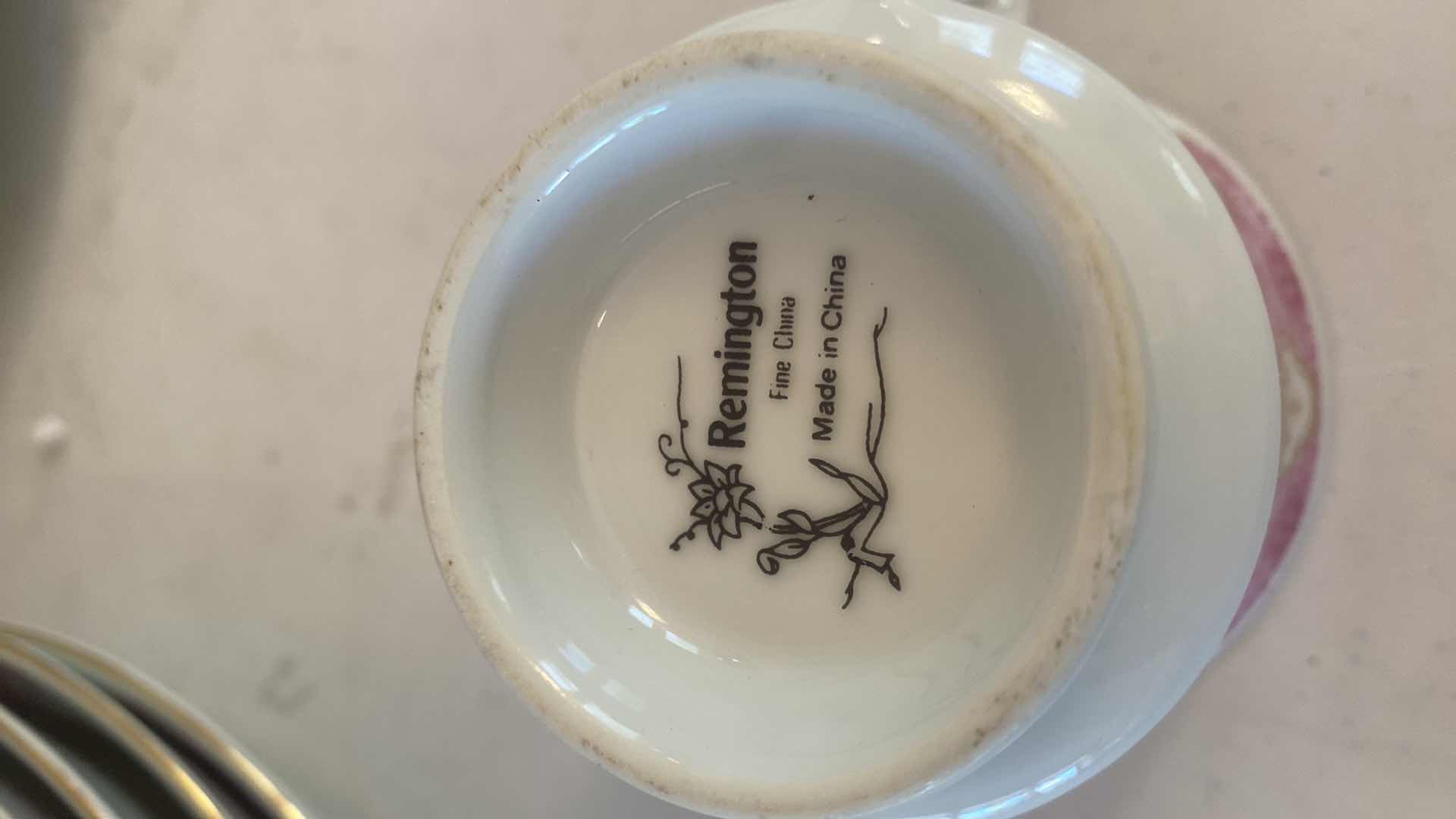 Photo 1 of 11 PIECES REMINGTON CHINA - 4 DINNER PLATES 10” 4 SOUP BOWLS PLATTER & 2 CUPS