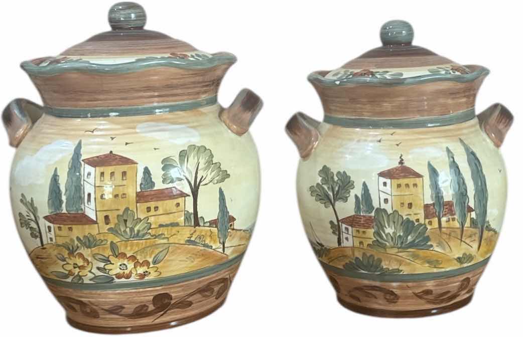 Photo 1 of 2- VINTAGE CERTIFIED INTERNATIONAL TUSCAN LANDSCAPE CANISTERS
H10” AND SMALLER