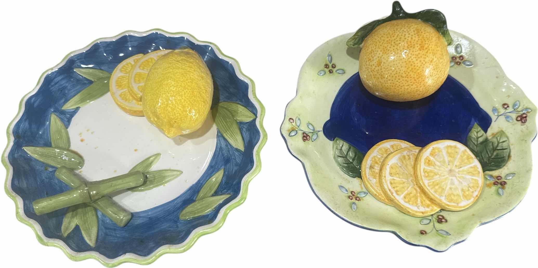 Photo 1 of 2- VINTAGE CERAMIC DECORATIVE PLATES LEMON DESIGN
D8”