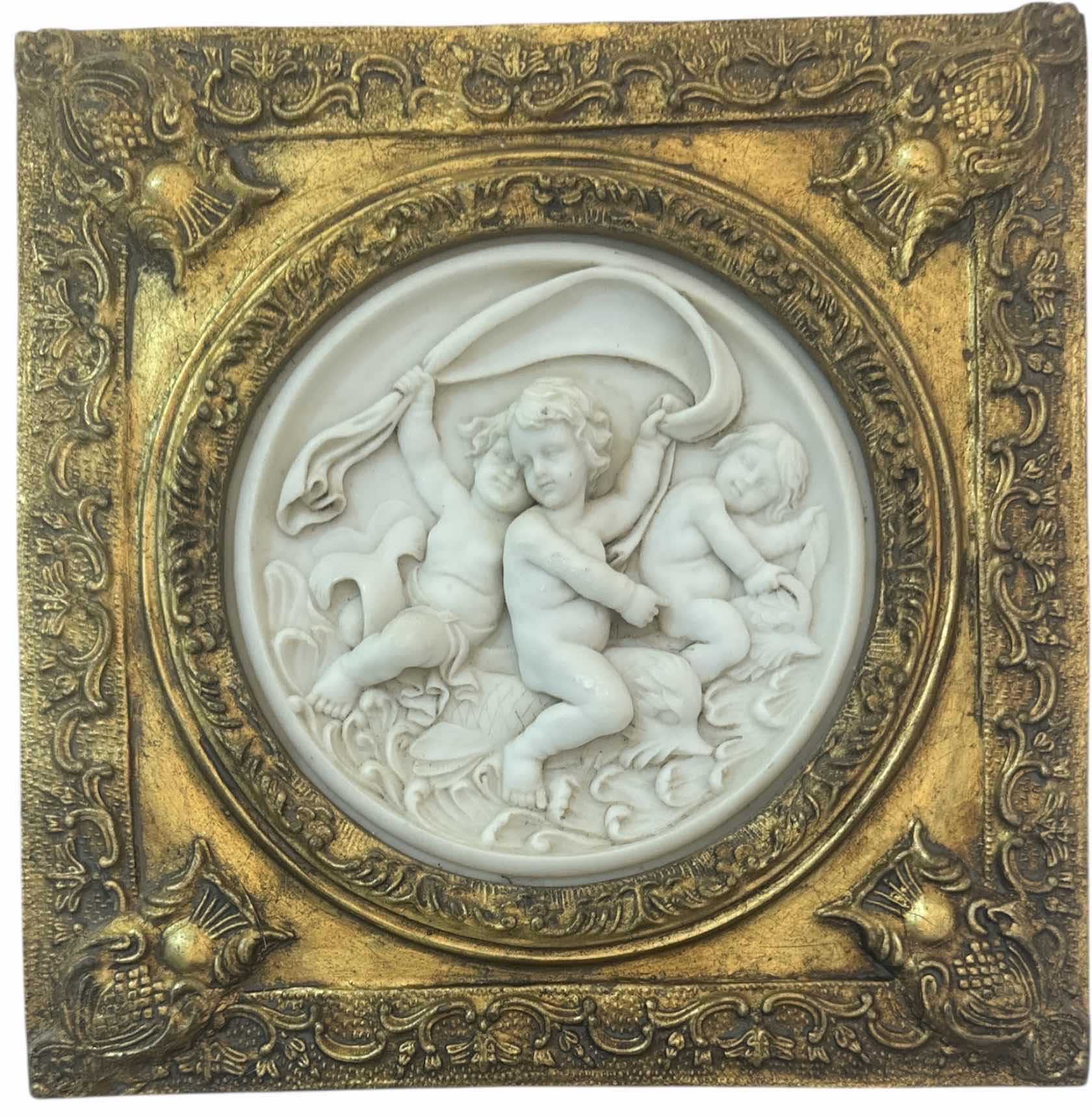 Photo 1 of 2- VINTAGE RESIGN CAST MARBLE FRAME NEO CLASSICAL STYLE
W12” X L12”