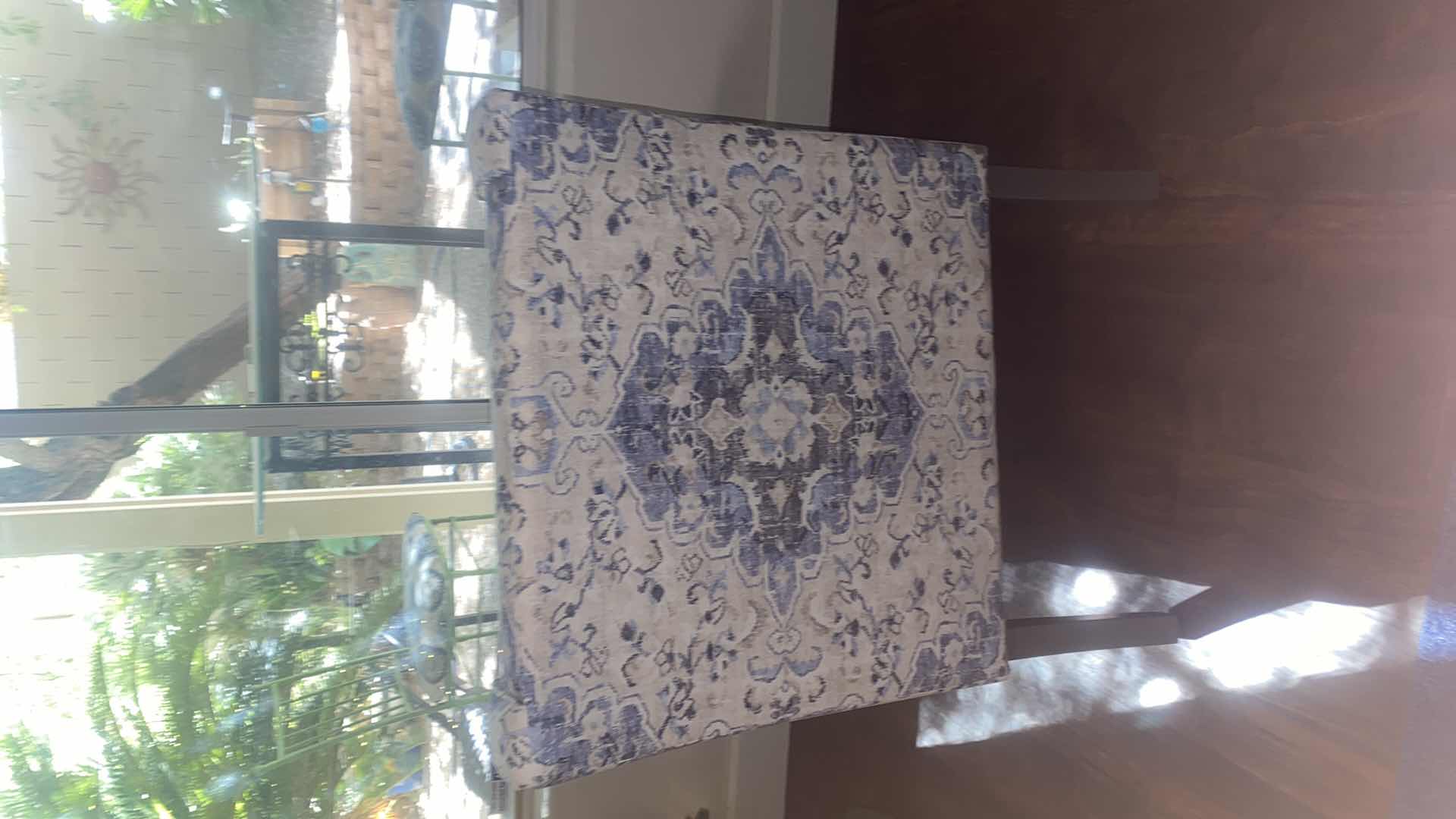 Photo 1 of CREAM & BLUE BOHEMIAN PRINT FABRIC OCCASIONAL CHAIR WITH TOSS PILLOW