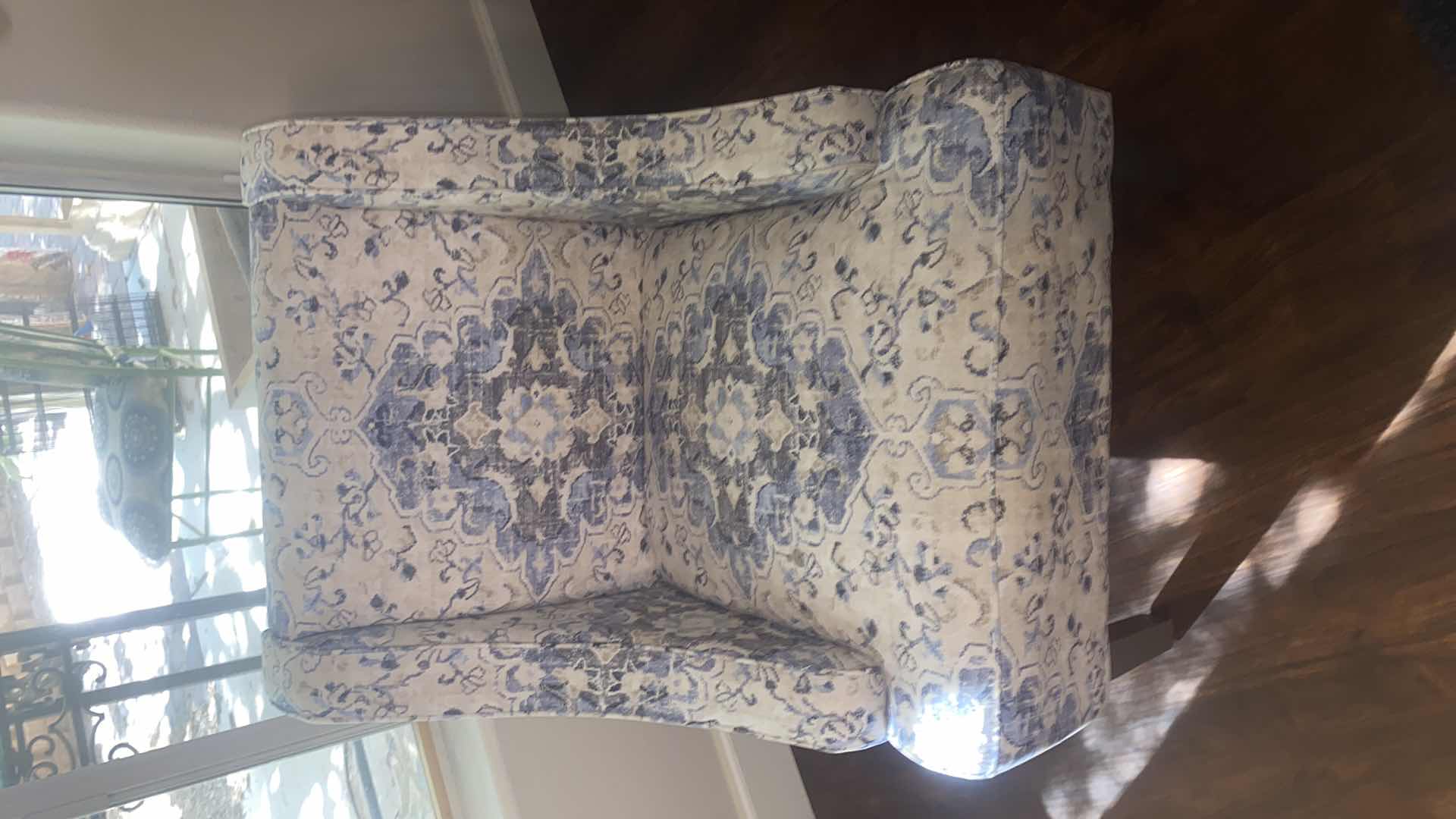 Photo 1 of CREAM & BLUE BOHEMIAN PRINT FABRIC OCCASIONAL CHAIR WITH TOSS PILLOW