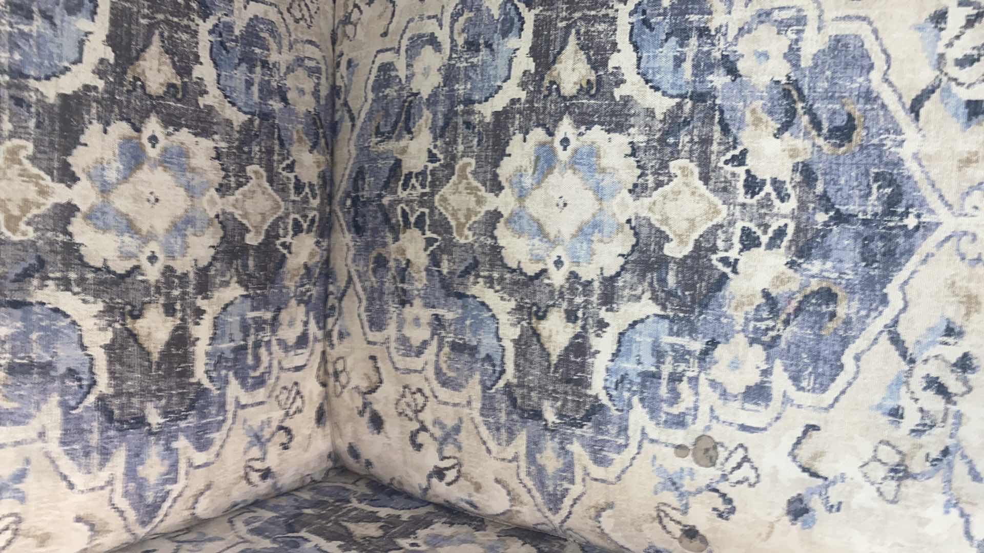 Photo 1 of CREAM & BLUE BOHEMIAN PRINT FABRIC OCCASIONAL CHAIR WITH TOSS PILLOW
