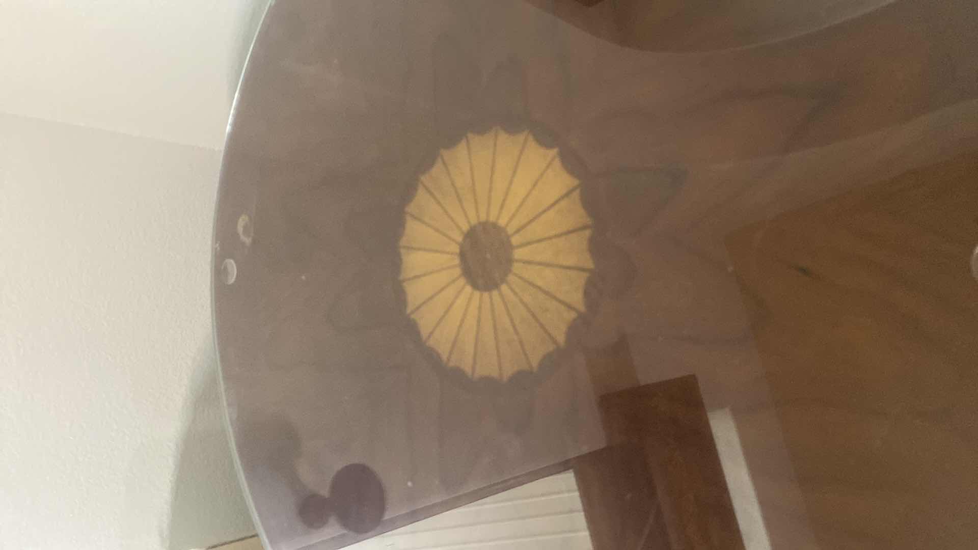 Photo 2 of 24” DARK WOOD END TABLE WITH INLAY & 1 DRAWER H26 1/2”