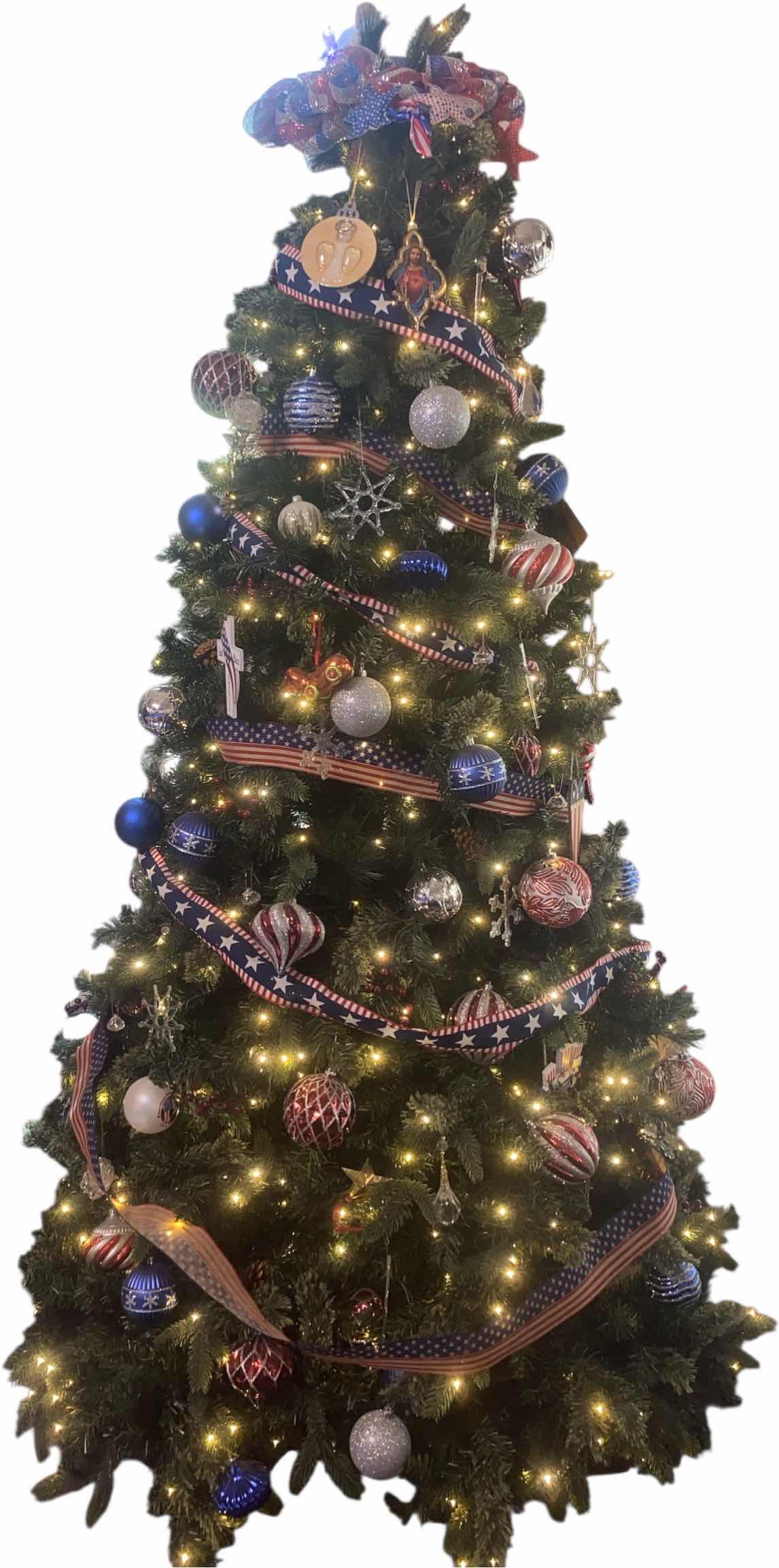 Photo 1 of PATRIOTIC HOLIDAY TREE  WITH ORNAMENTS 7’ 6”