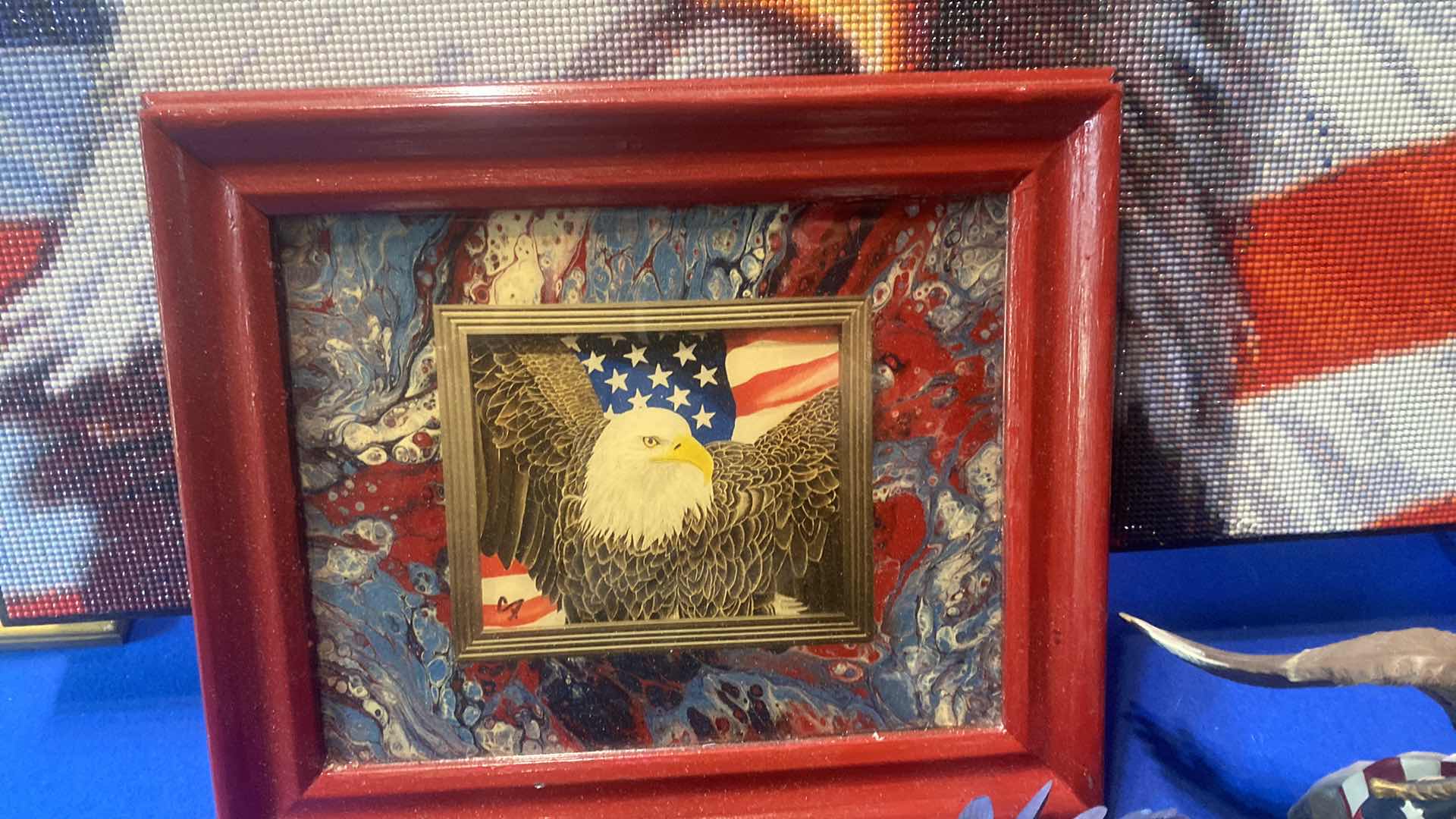 Photo 1 of 5-PATRIOTIC PLATE, FIGURINE 11” x 6, WALL WINGS & ARTWORK LARGEST 23” x 15”