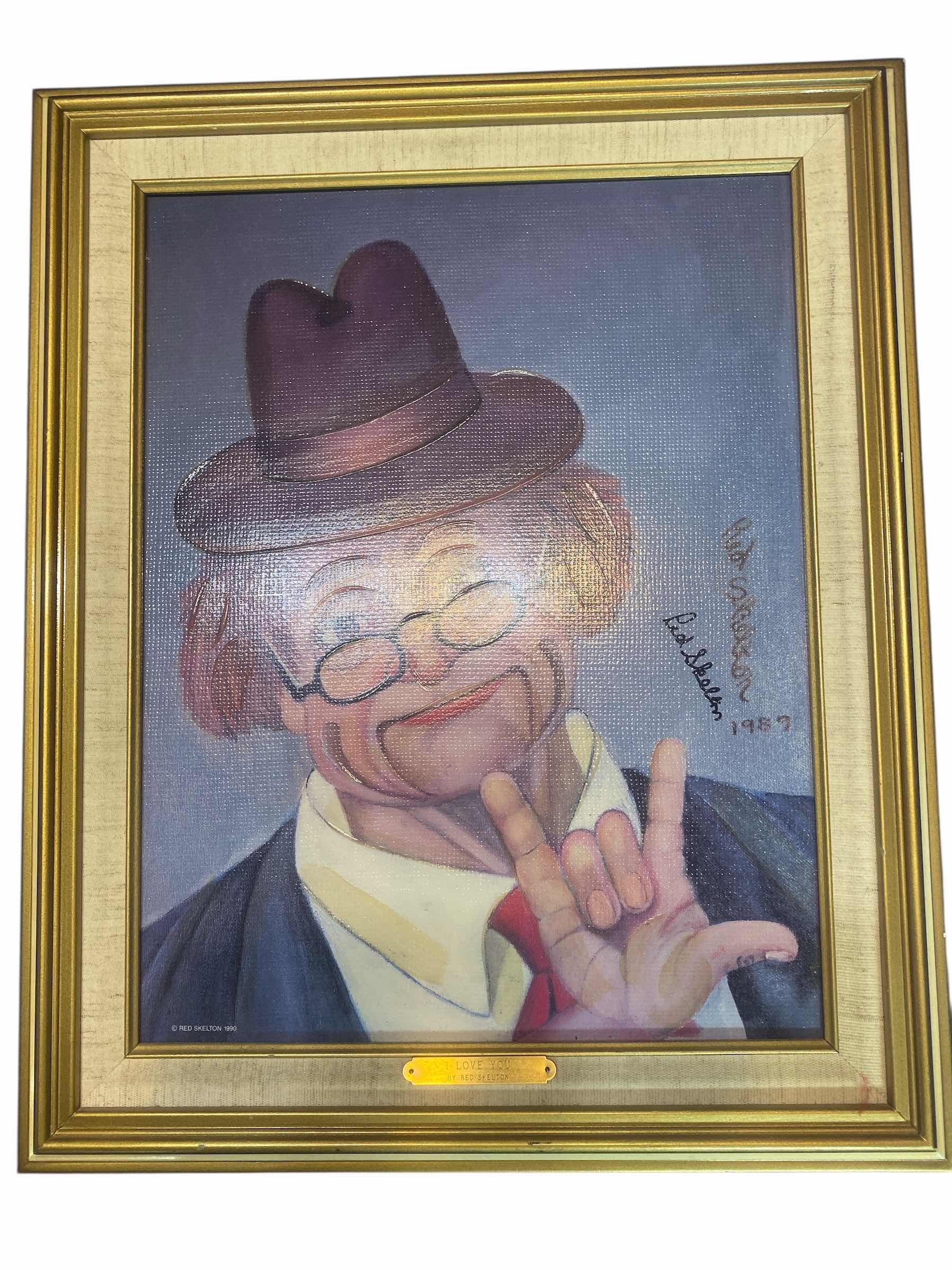Photo 1 of GOLD WOOD FRAMED 1989 “I LOVE YOU” BY RED SKELTON NUMBERED REPRODUCTION 18 1/2” X 22 1/2”