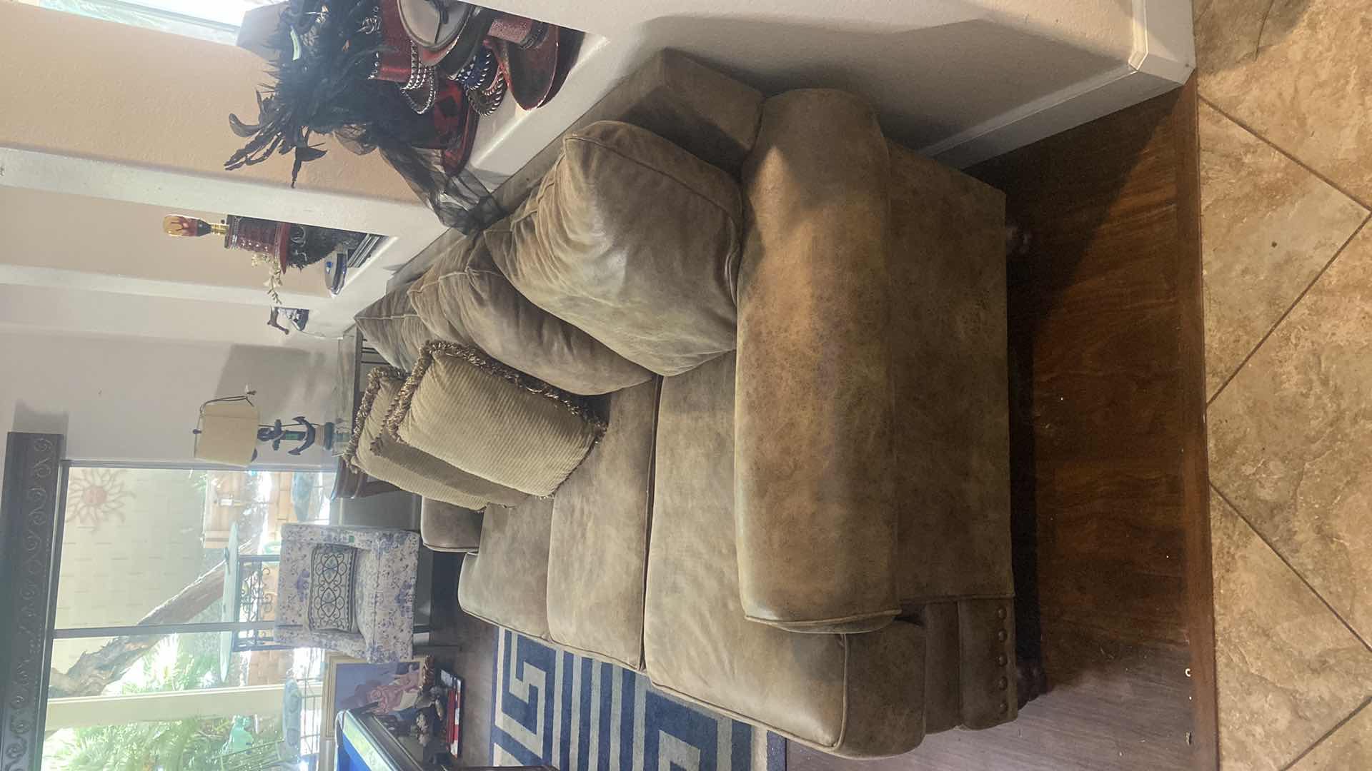 Photo 1 of 98” FABRIC ROLLED ARM TUSCAN STYLE SOFA