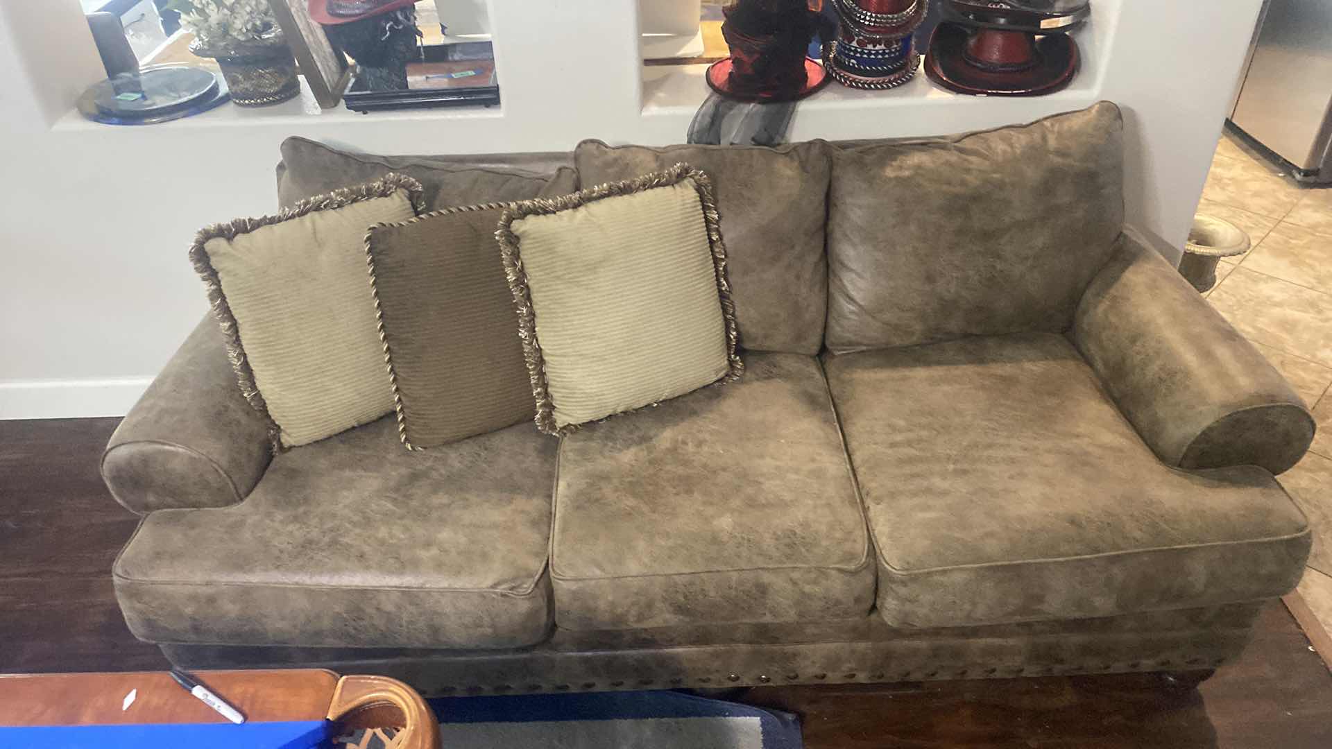 Photo 1 of 98” FABRIC ROLLED ARM TUSCAN STYLE SOFA