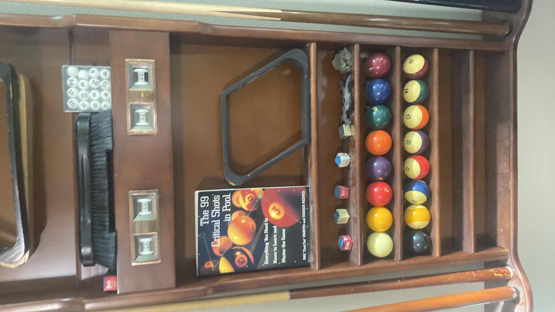 Photo 1 of POOL ACCESSORIES WALL STORAGE WITH BALLS QUESTION & MORE 36” x 5” H54”