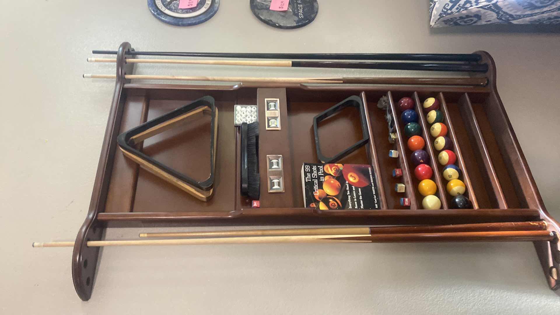 Photo 1 of POOL ACCESSORIES WALL STORAGE WITH BALLS QUESTION & MORE 36” x 5” H54”