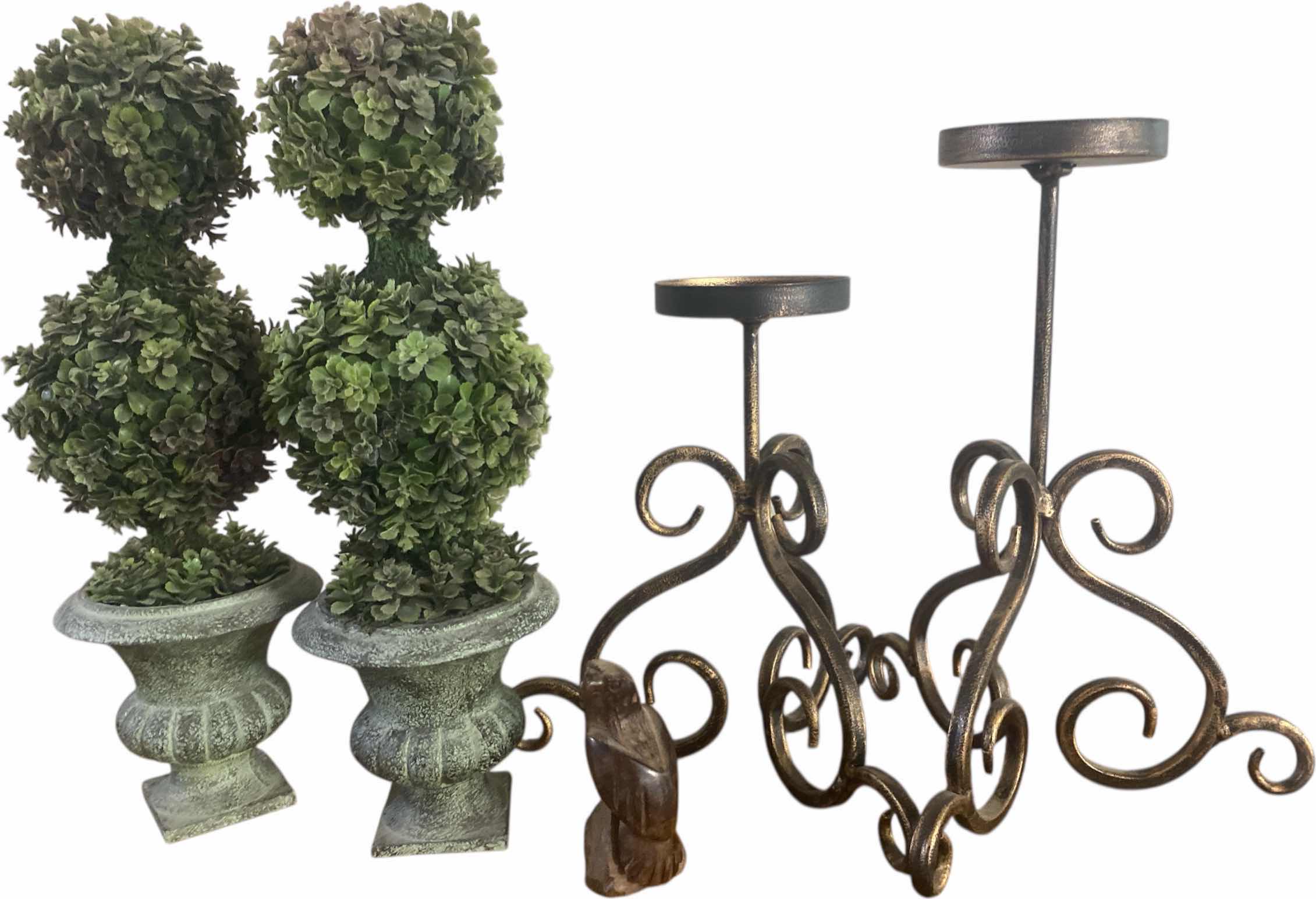 Photo 1 of 5-HOME DECOR- CANDLE STICKS, EAGLE H3” & TOPIARY H14”