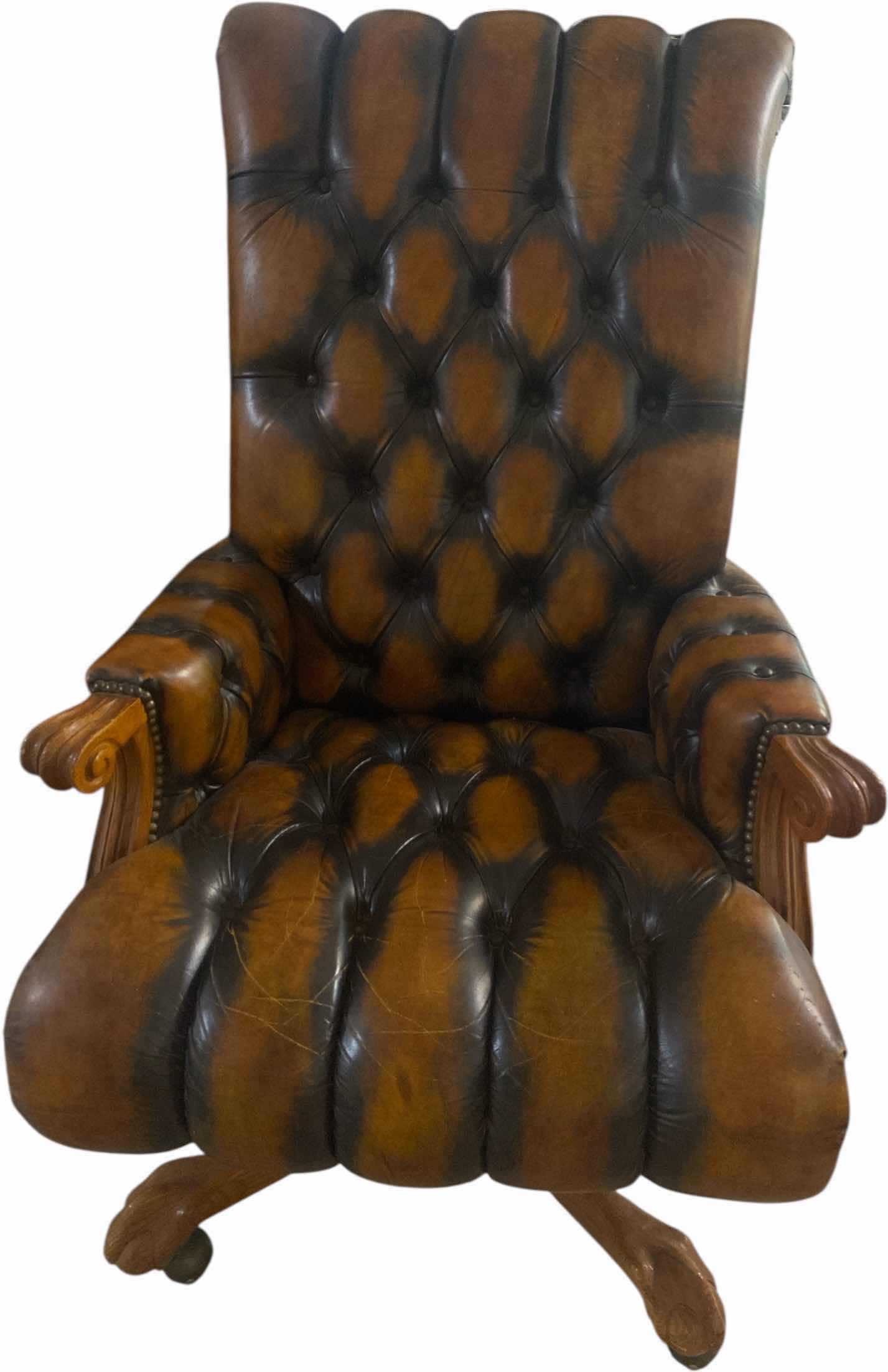 Photo 1 of EXECUTIVE LEATHER W OAK BALL & CLAW DESK CHAIR