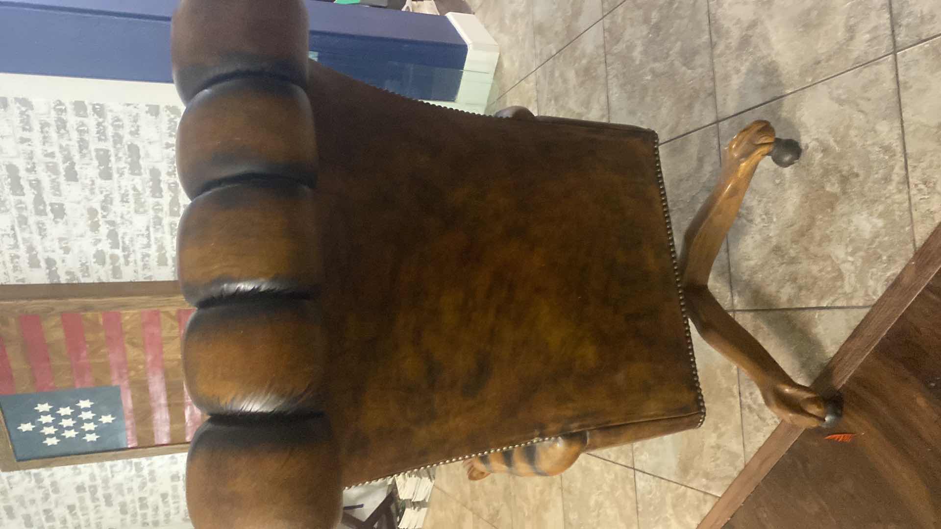 Photo 1 of EXECUTIVE LEATHER W OAK BALL & CLAW DESK CHAIR