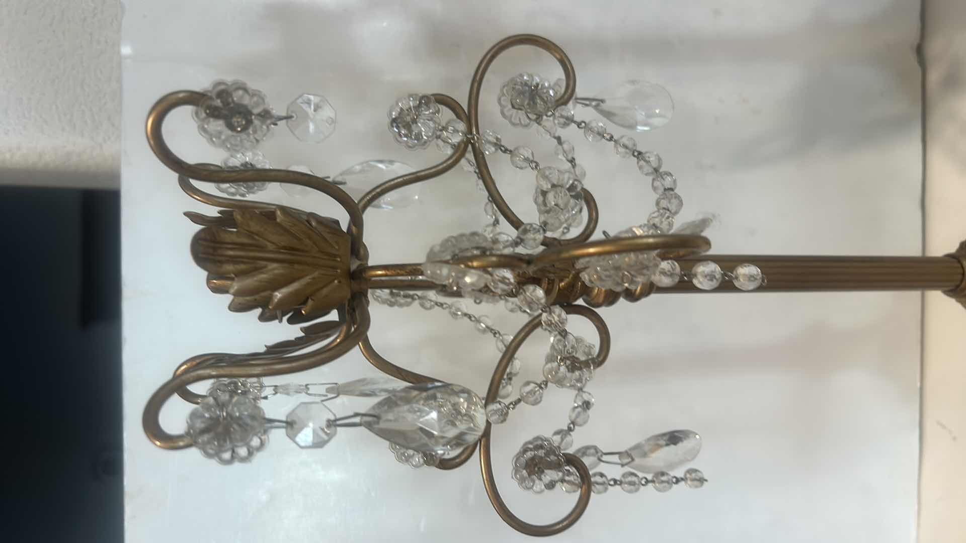 Photo 4 of 2 - VINTAGE STYLE GOLD  CANDLE HOLDERS H18.5”