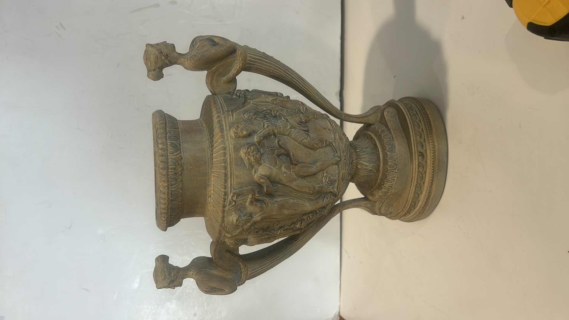 Photo 3 of HEAVY POTTERY VASE - REPLICA GRECIAN URN