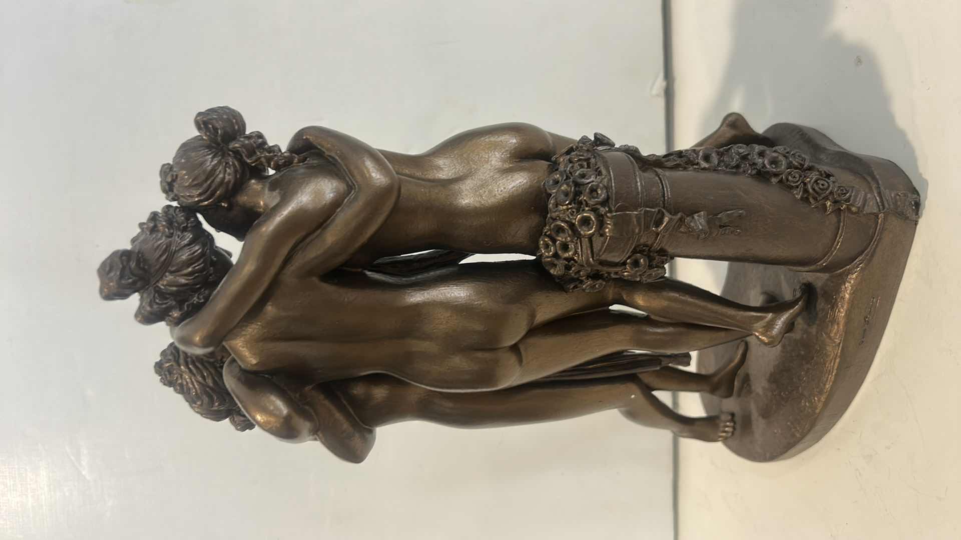 Photo 1 of GILDED CERAMIC RENDITION OF “THE THREE GRACES” GREEK STATUE - H12”