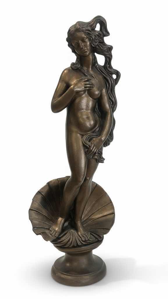 Photo 1 of GILDED CERAMIC DECORATIVE STATUE INSPIRED BY SANDRO BOTTICELLI’S “THE BIRTH OF VENUS”  H19”