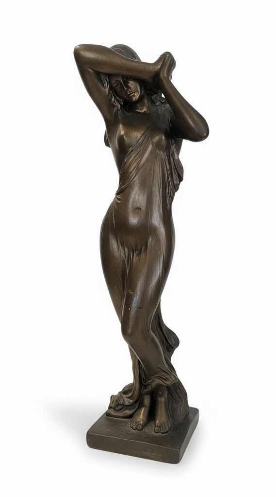 Photo 1 of GILDED NEO CLASSICAL DESIGN OF A  WOMAN,  CERAMIC STATUE - H21”