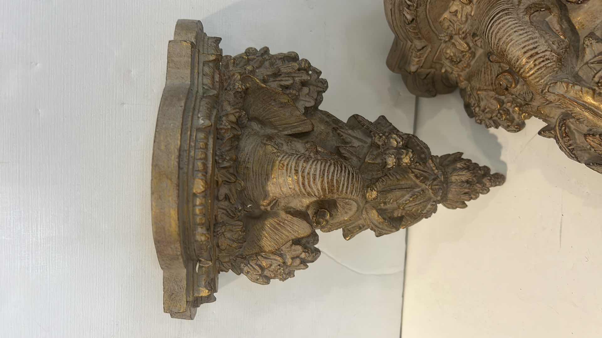 Photo 1 of 2 / CERAMIC ELEPHANTS WALL SCULPTURES H9”