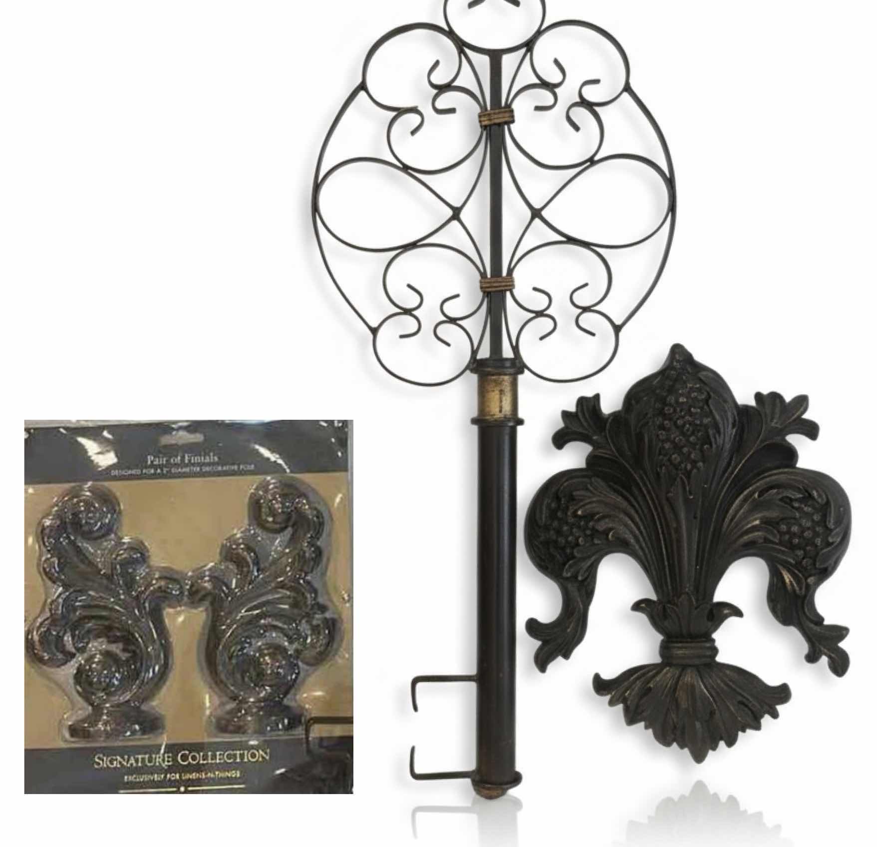 Photo 1 of 3 PC HOME DECOR PLASTER, METAL KEY H26”, PAIR OF NEW FINIALS