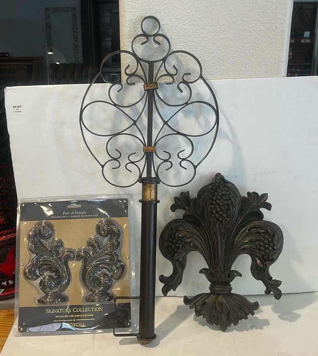 Photo 1 of 3 PC HOME DECOR PLASTER, METAL KEY H26”, PAIR OF NEW FINIALS