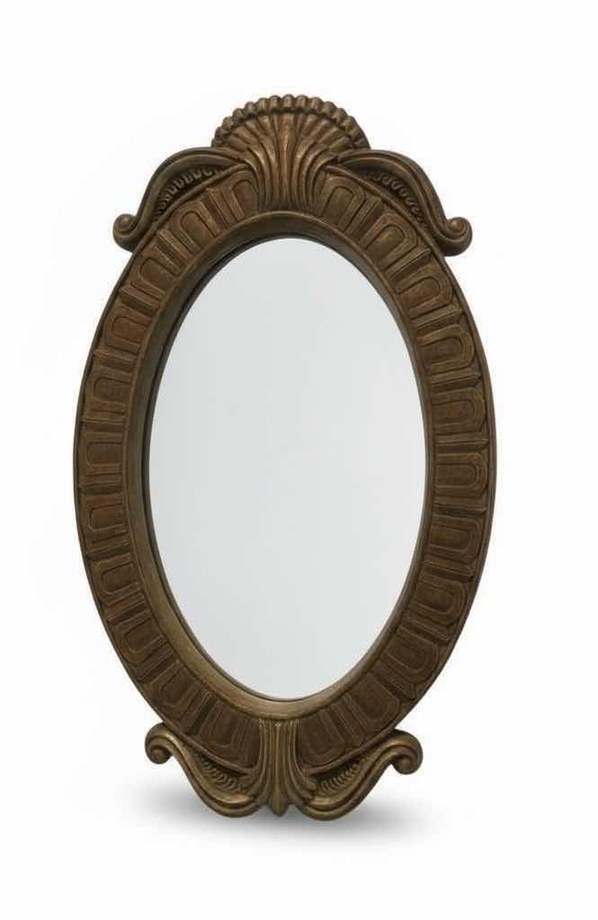 Photo 1 of PAINTED WOOD FRAMED OVAL MIRROR H26”