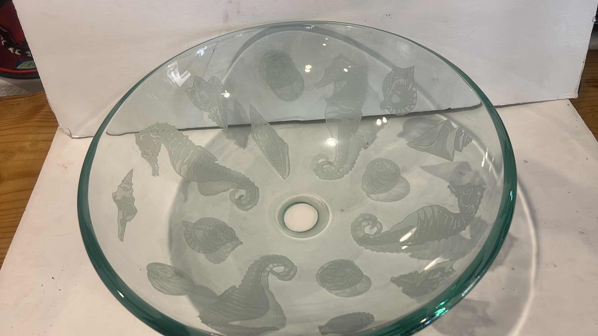 Photo 1 of GLASS SEAHORSE GLASS SINK BOWL  16 1/2” x H5 1/4”