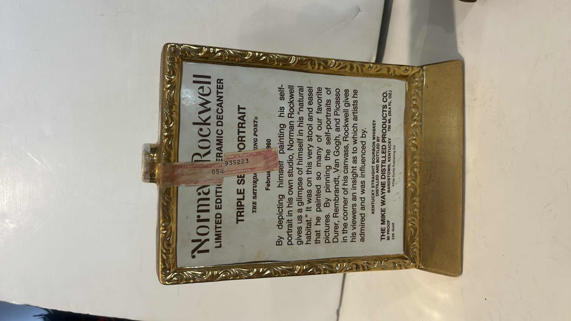 Photo 1 of NORMAN ROCKWELL KENTUCKY STRAIGHT BOURBON & CARVED WOOD INDIAN ALASKA H 12”