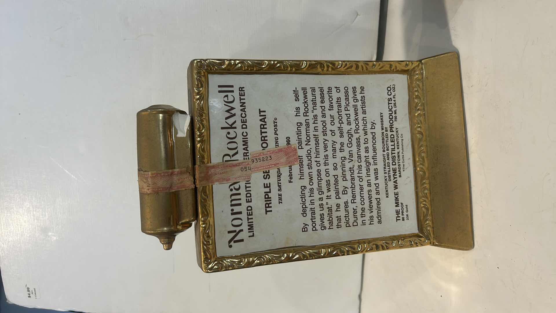 Photo 1 of NORMAN ROCKWELL KENTUCKY STRAIGHT BOURBON & CARVED WOOD INDIAN ALASKA H 12”