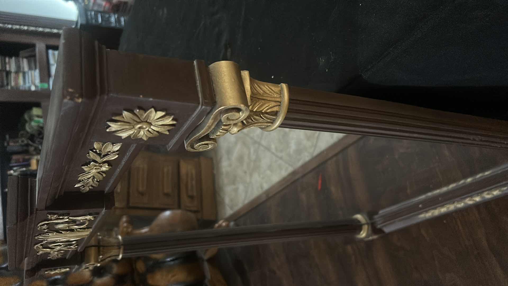 Photo 1 of FRENCH EMPIRE STYLE MAHOGANY MANTLE MIRROR WITH GOLD GILT 29.5” X H40”