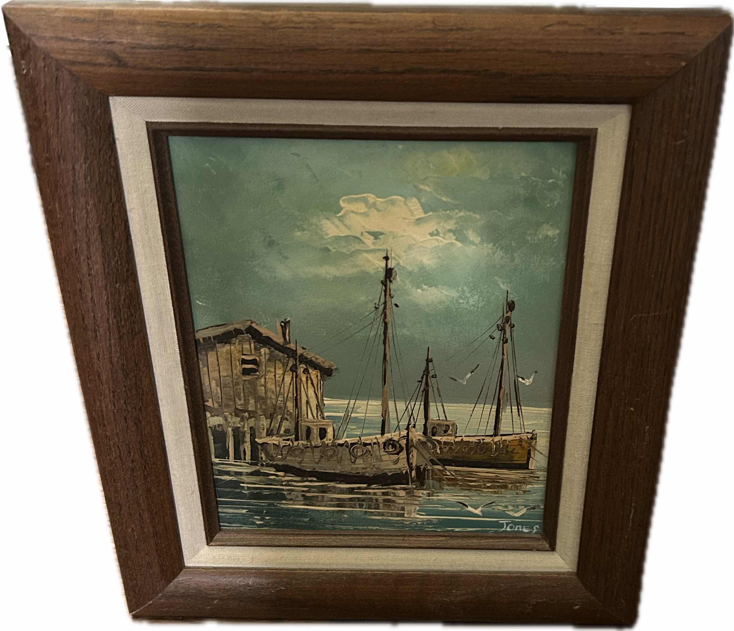 Photo 1 of FRAMED HARBOR SCENE ART 11" X 15" W  TRINKET BOXES