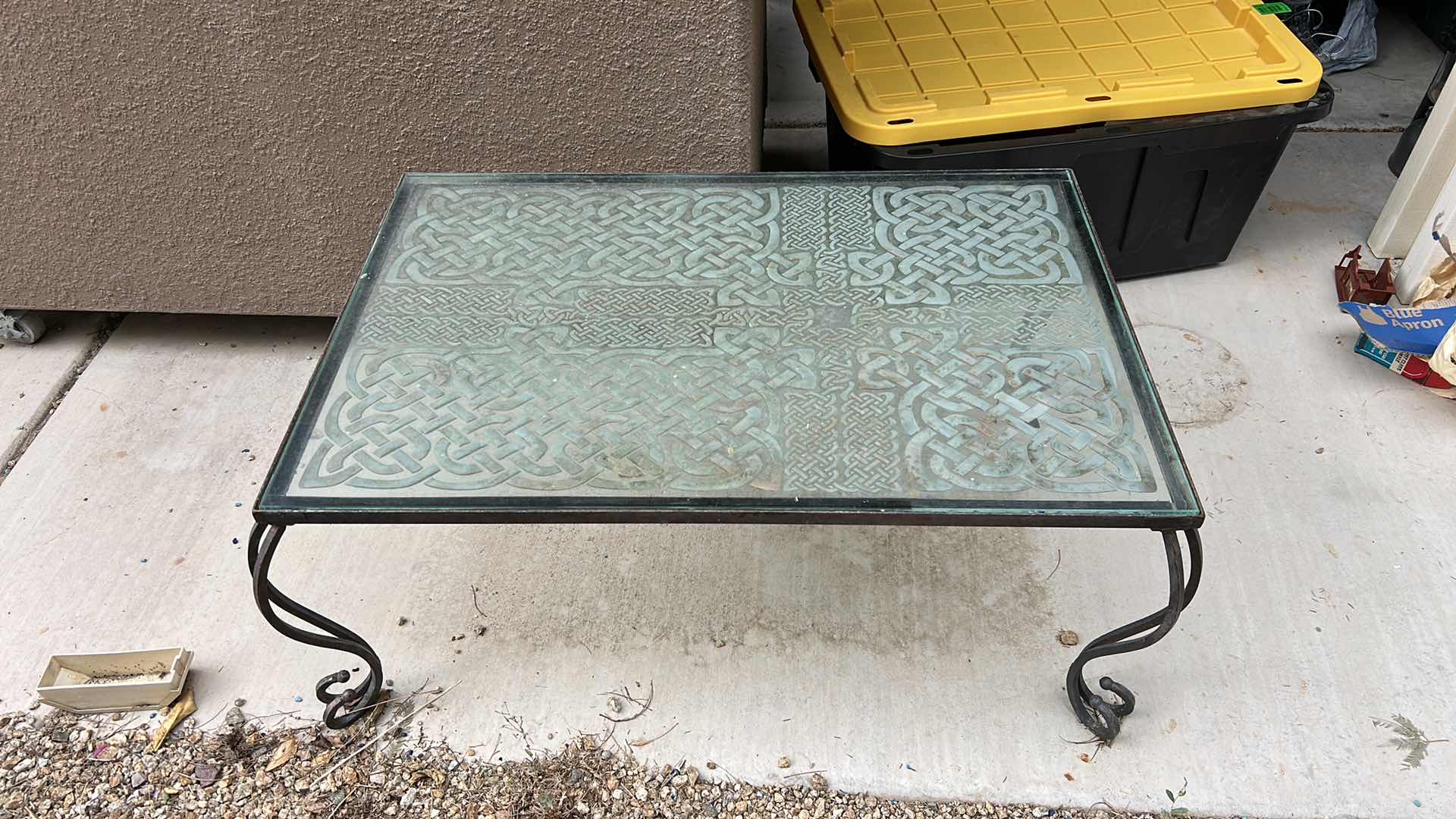 Photo 1 of METAL TABLE WITH GLASS TOP 36” x 24” x H16”