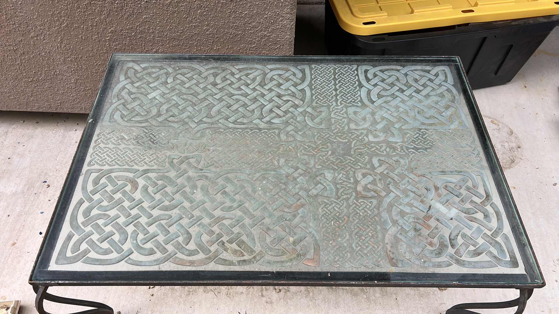 Photo 1 of METAL TABLE WITH GLASS TOP 36” x 24” x H16”