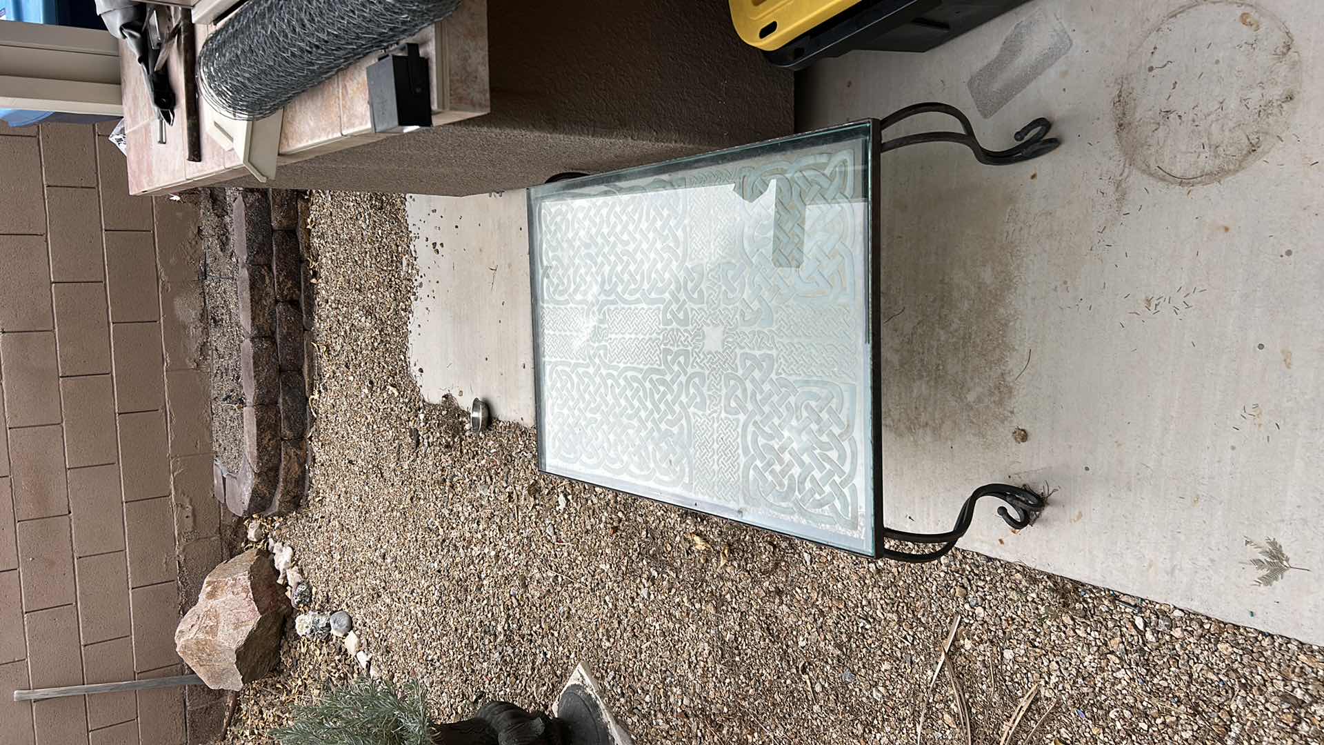 Photo 1 of METAL TABLE WITH GLASS TOP 36” x 24” x H16”