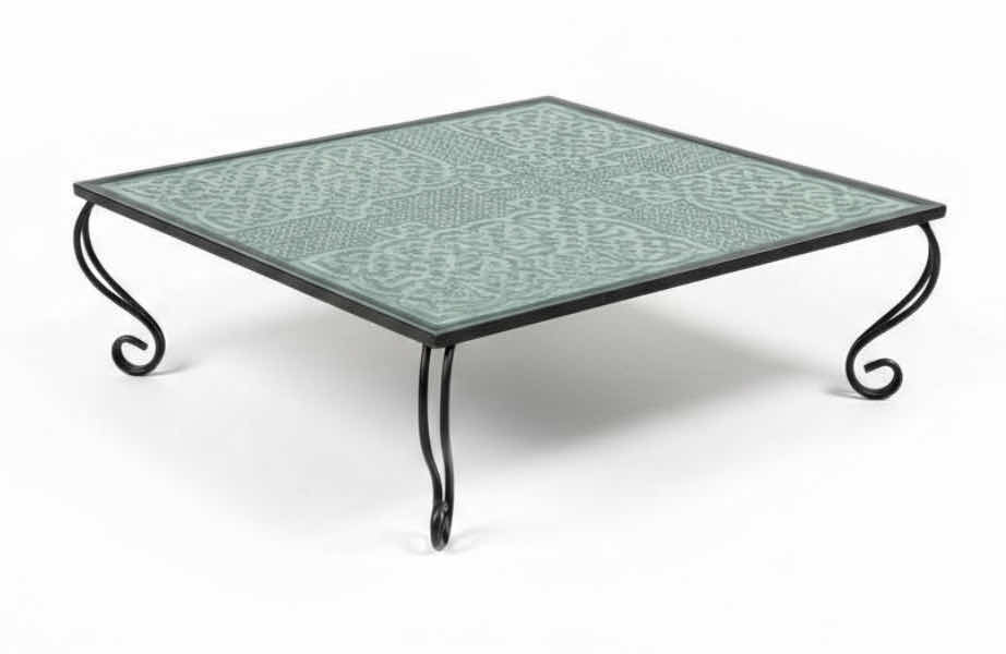 Photo 1 of METAL TABLE WITH GLASS TOP 36” x 24” x H16”