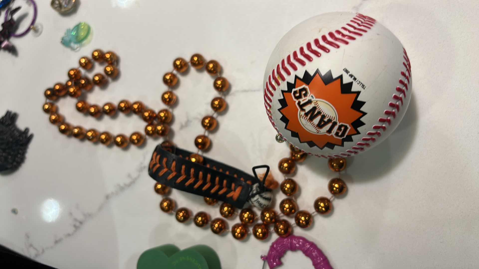 Photo 1 of 6 WOMENS FUN PIECES OF JEWELRY-, SHAMROCK PIERCED EARRINGS, CHRISTMAS EARRINGS, SF GIANTS NECKLACE AND BRACELET, SPARKLING FLOWER STRETCH RING AND HEART EARRINGS