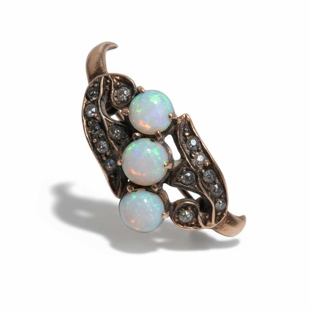 Photo 1 of ANTIQUE VICTORIAN OPAL AND SEED PEARL RING