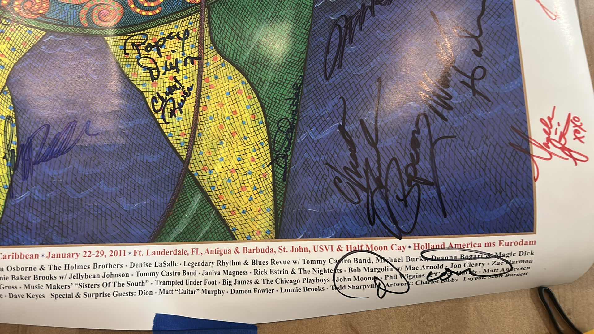 Photo 1 of AUTOGRAPHED LEGENDARY RHYTHM & BLUES CRUISE POSTER 21 1/2” x H28”