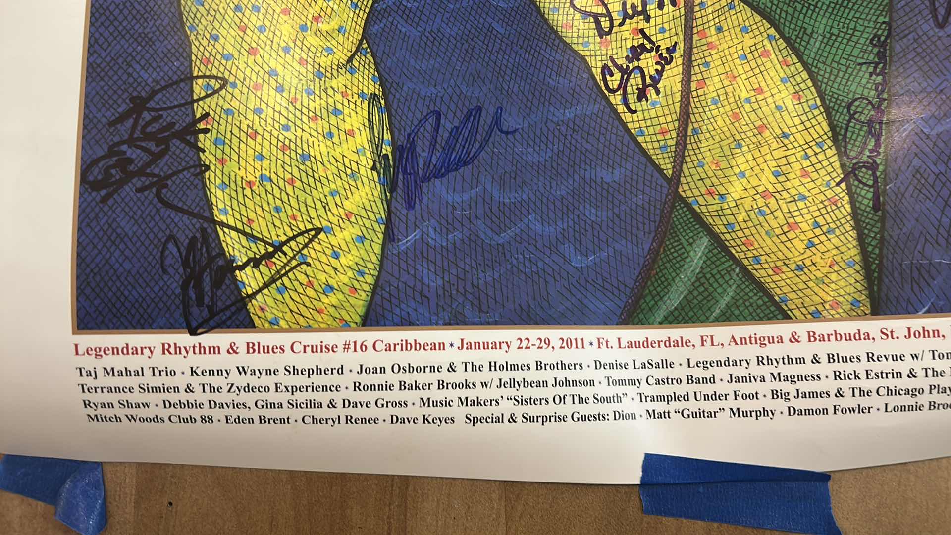 Photo 1 of AUTOGRAPHED LEGENDARY RHYTHM & BLUES CRUISE POSTER 21 1/2” x H28”