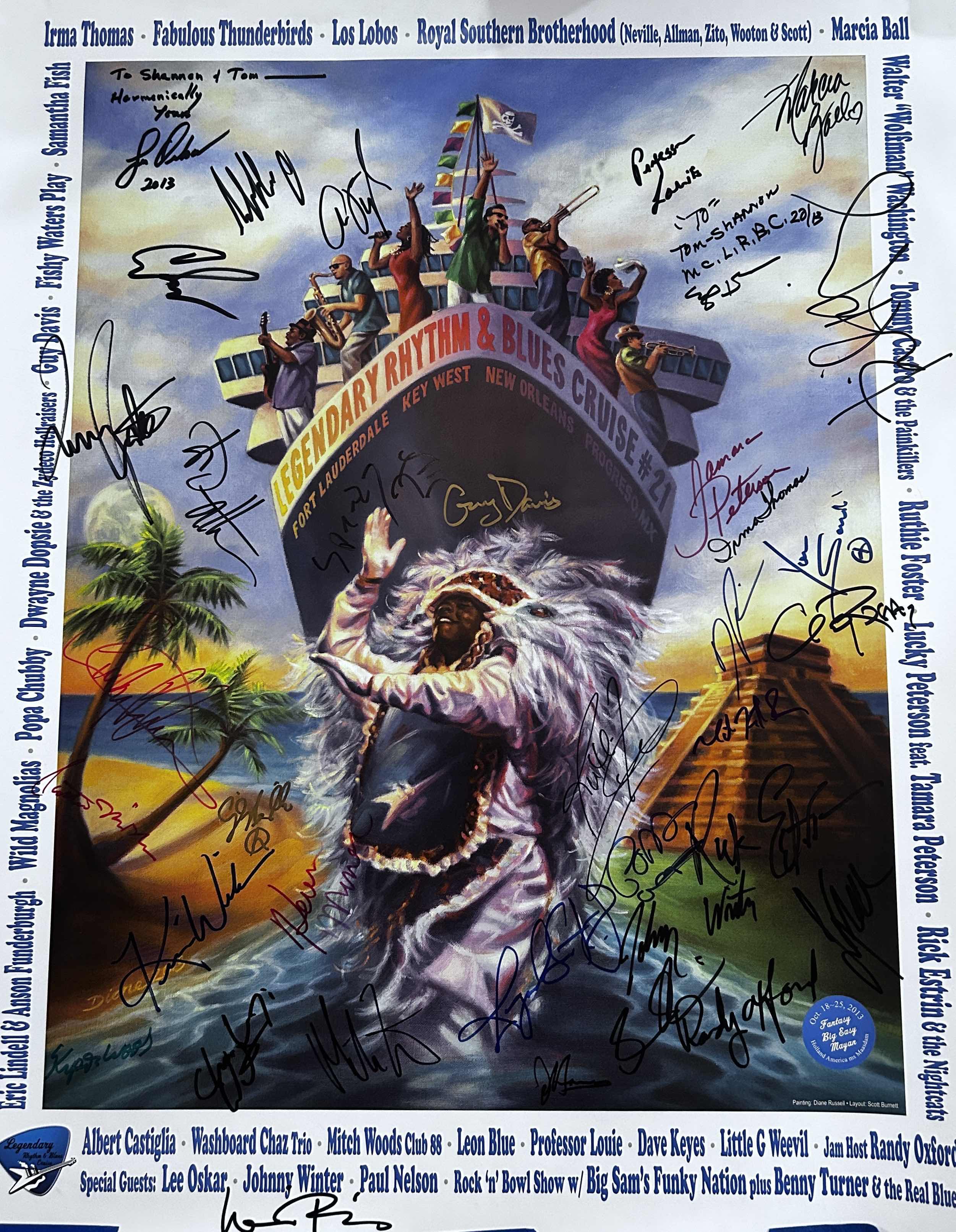 Photo 1 of AUTOGRAPHED LEGENDARY RHYTHM & BLUES CRUISE POSTER 22” x H28”