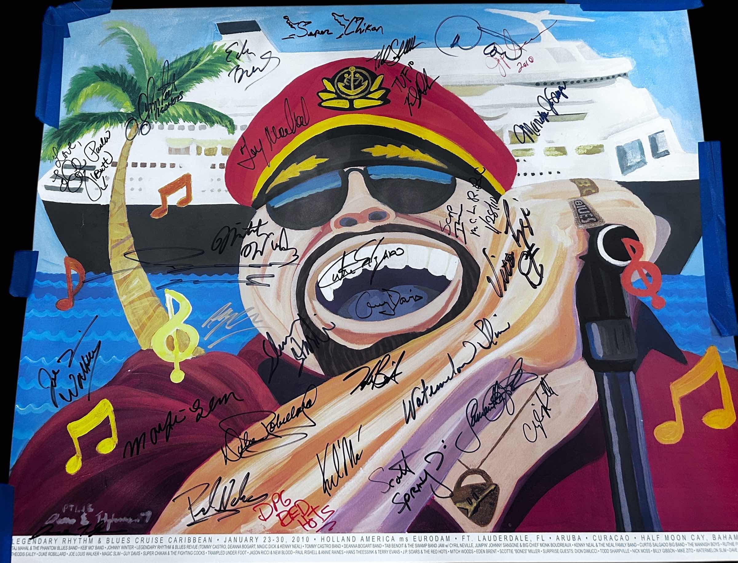Photo 1 of AUTOGRAPHED LEGENDARY RHYTHM & BLUES CRUISE POSTER 28” x H22”