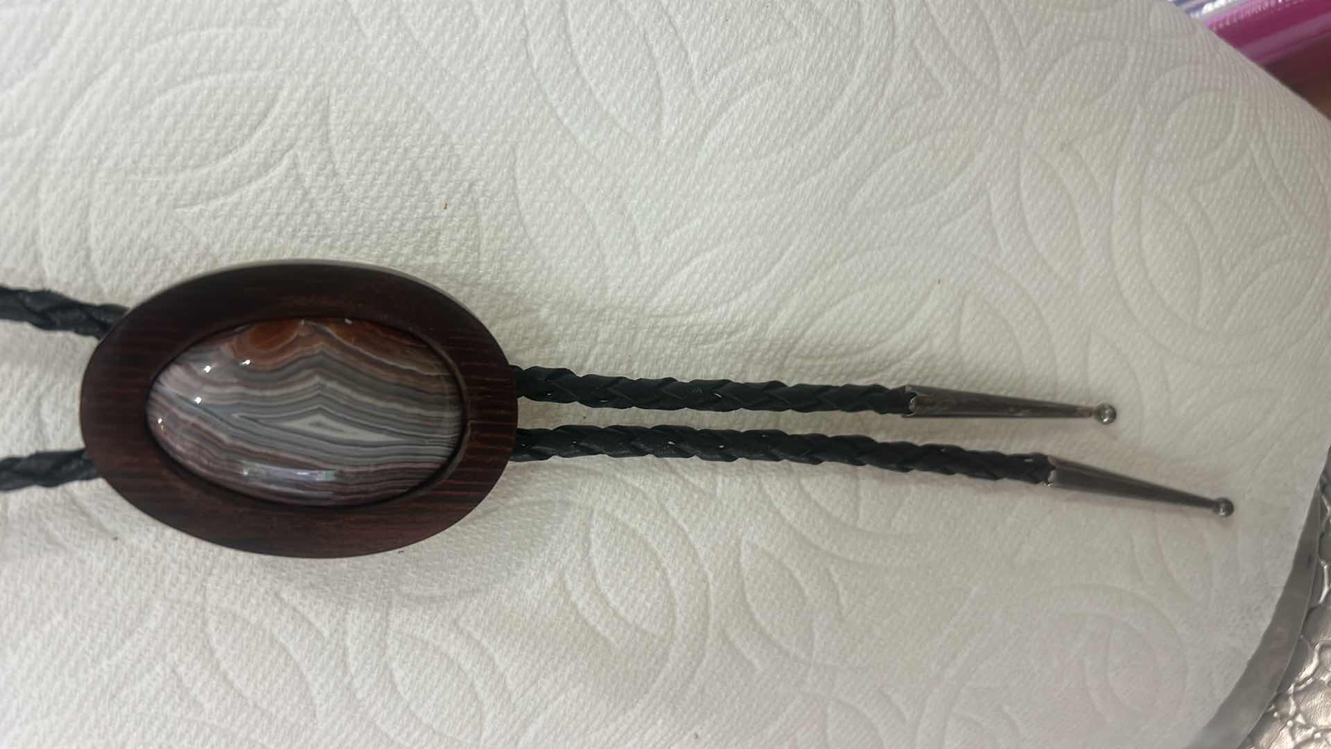 Photo 1 of MONTANA SILVERSMITHS NO TWO THE SAME AGATE BOLO TIE.