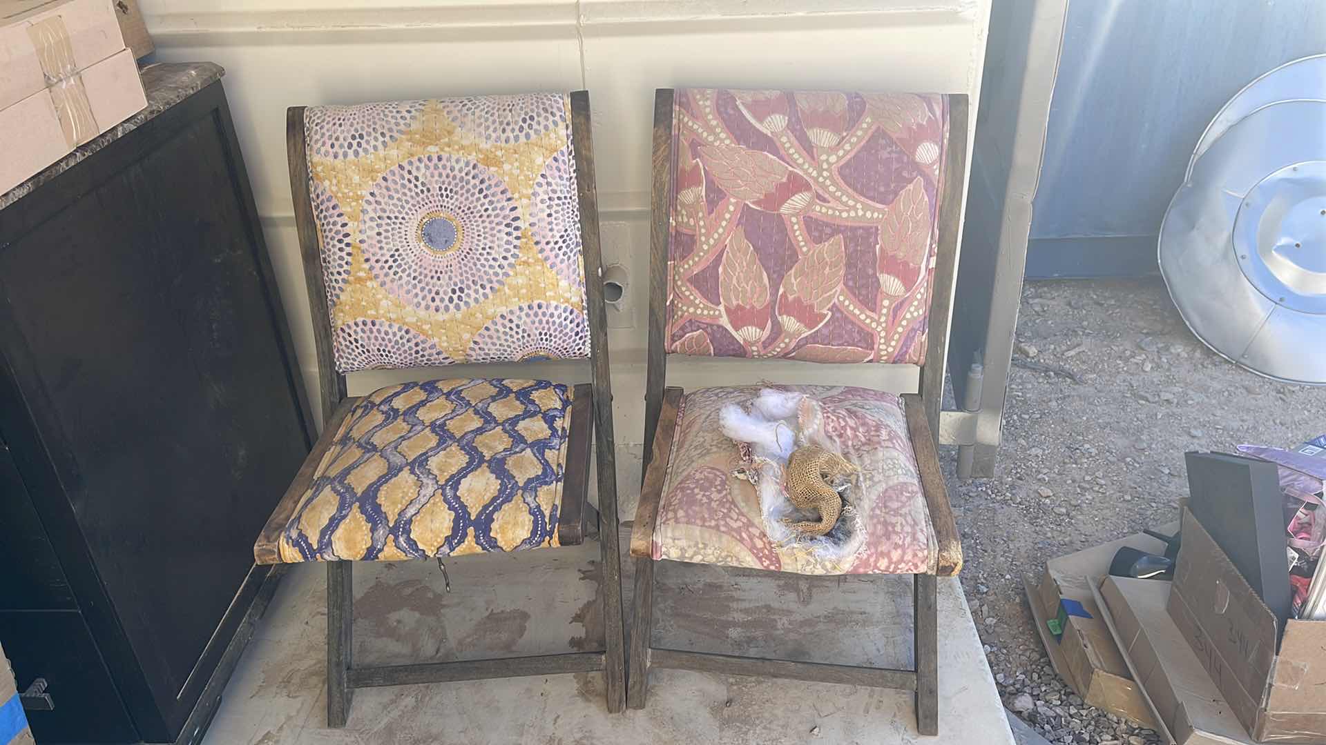 Photo 1 of ANTHROPOLOGIE TERAI FOLDING UPHOLSTERED CHAIR BOHO - ONE NEEDS TLC